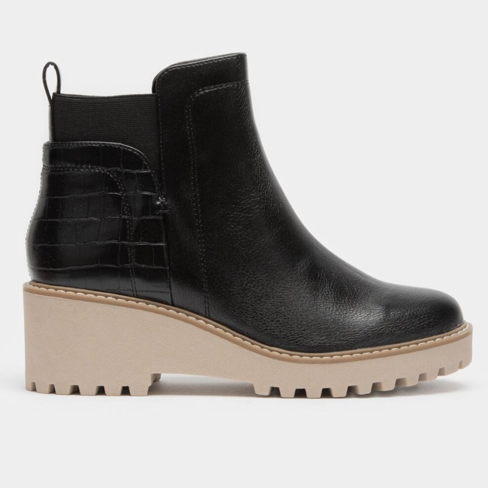 DV By DOLCE VITA Rielle Womens Chelsea Wedge Boots, Black/Tan, Women's Size 8